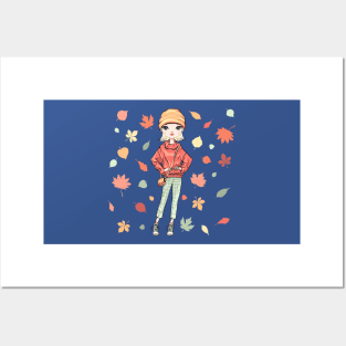 Girl in autumn clothes Posters and Art